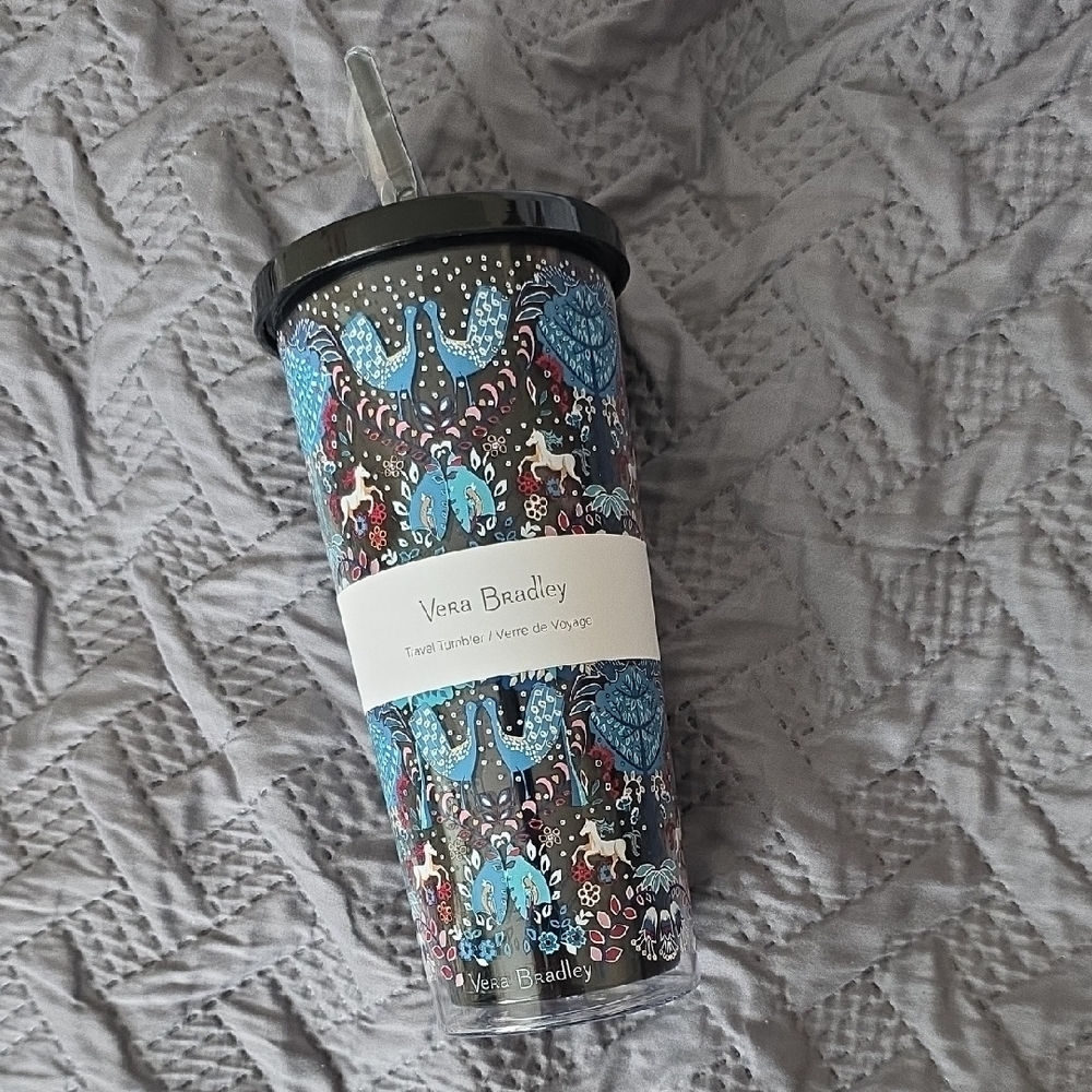 Vera Bradley Floral Blue and Black Tumbler